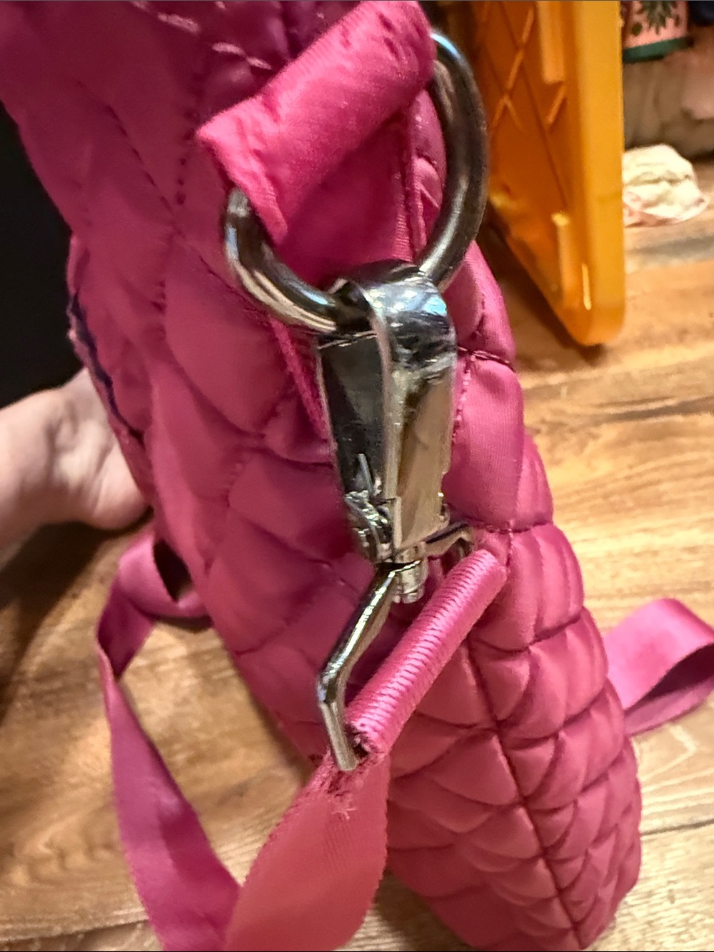 Apana Quilted Raspberry Tote with Adjustable Strap - Picture 7 of 12